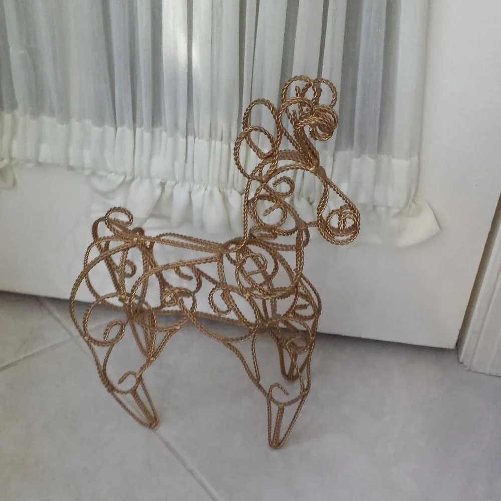 2 Gold Braided Wrought Iron Indoor Deer